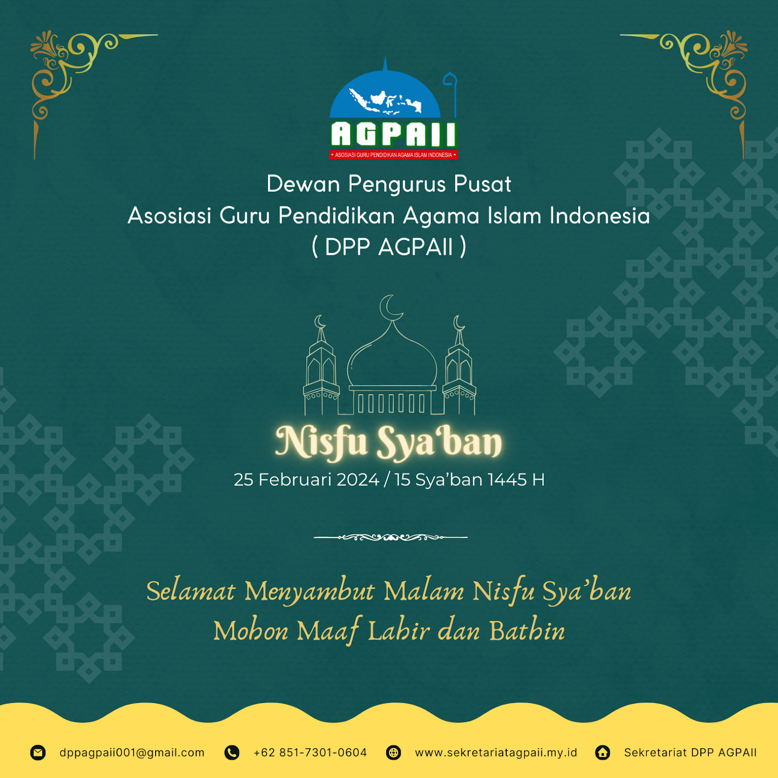 Selamat Menyambut Malam Nisfu Sya’ban Mohon Maaf Lahir dan Bathin